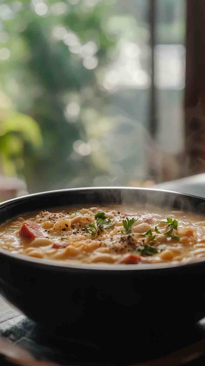 Cozy Crock Pot Ham and White Bean Soup