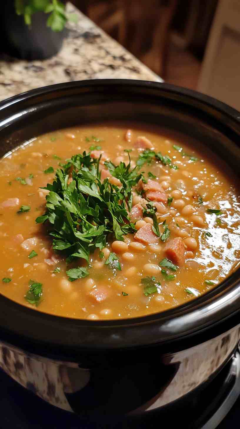 Cozy Crock Pot Ham and White Bean Soup