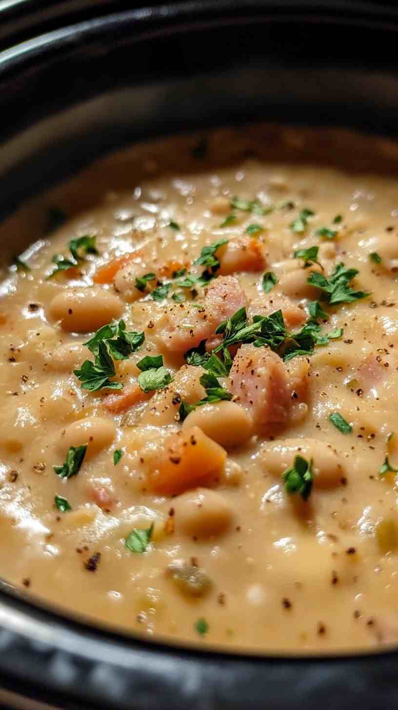 Cozy Crock Pot Ham and White Bean Soup