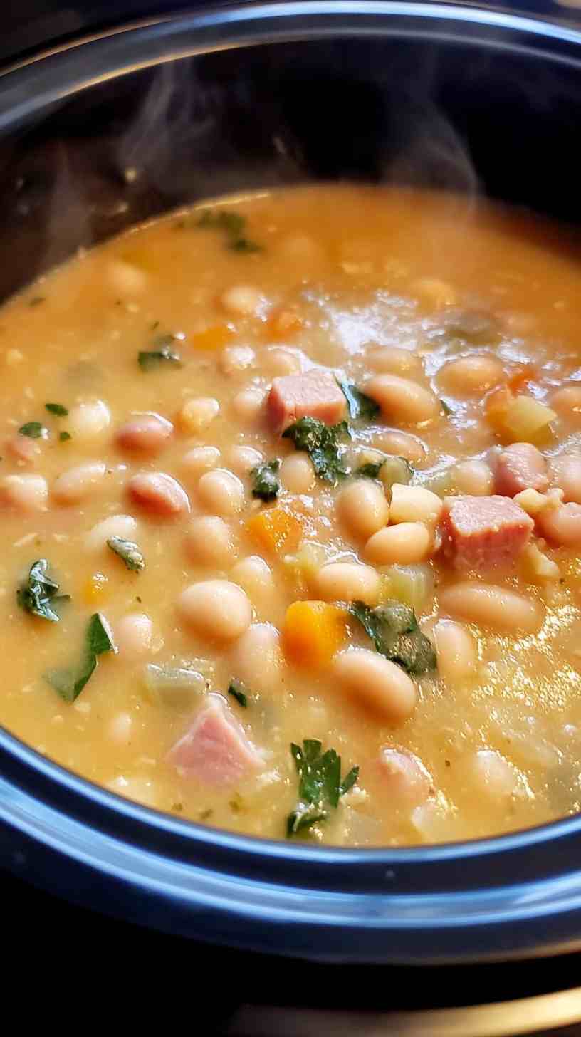 Cozy Crock Pot Ham and White Bean Soup