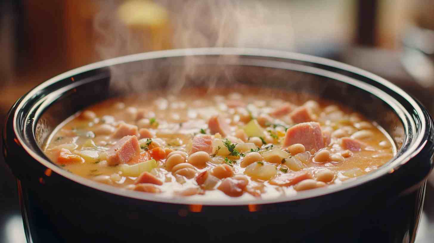 Cozy Crock Pot Ham and White Bean Soup