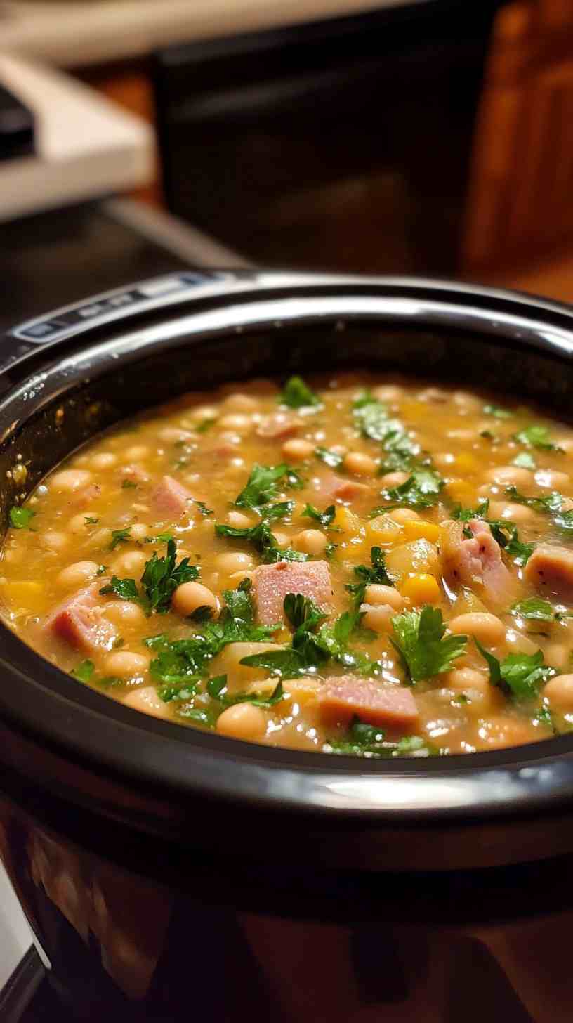 Cozy Crock Pot Ham and White Bean Soup