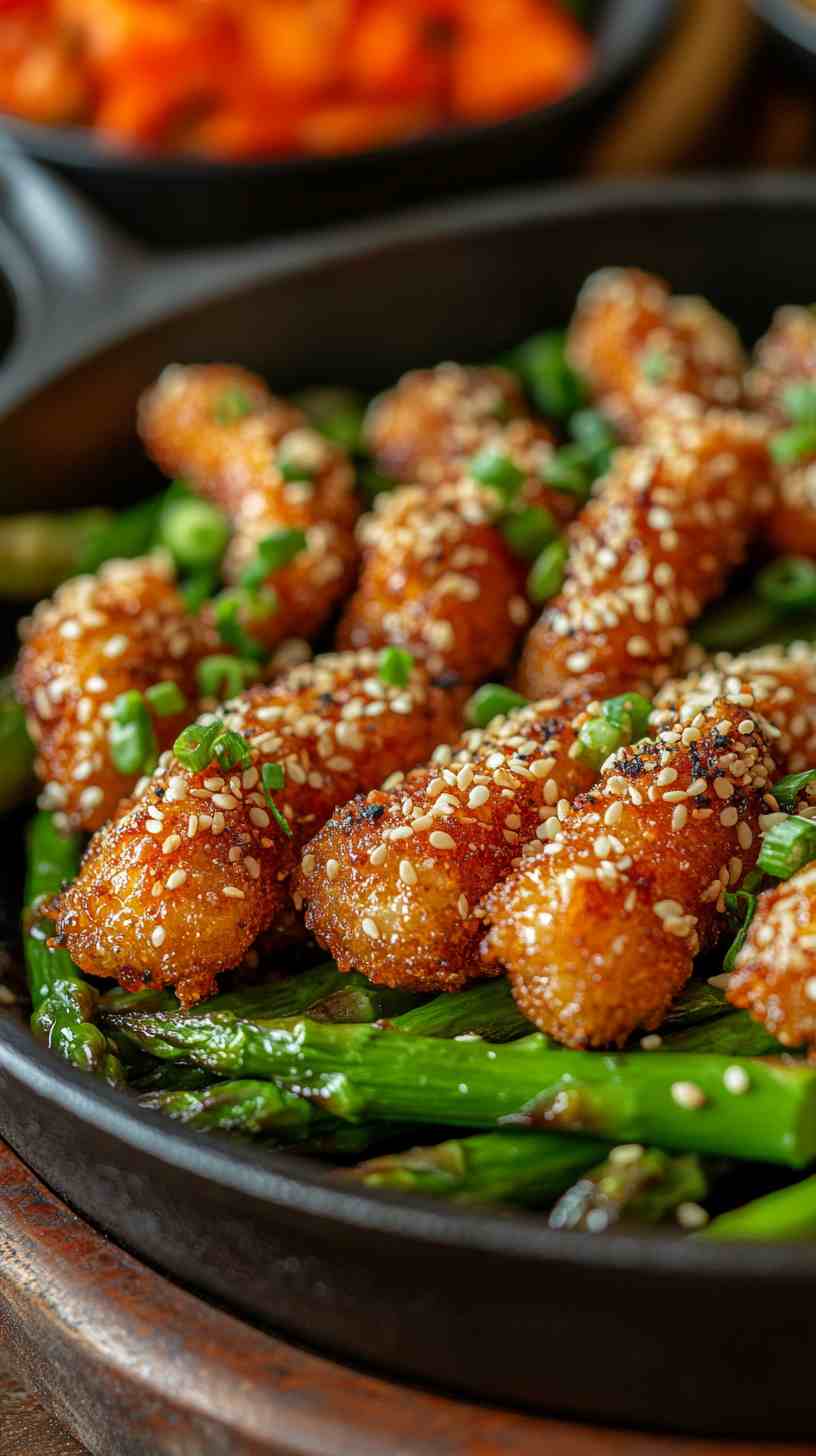 Crispy Air Fried Asparagus with a Sesame Sprinkle