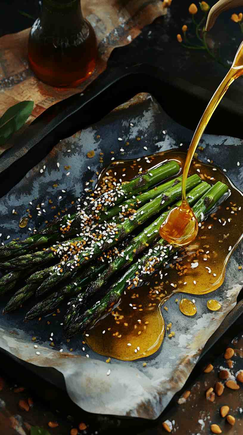 Crispy Air Fried Asparagus with a Sesame Sprinkle