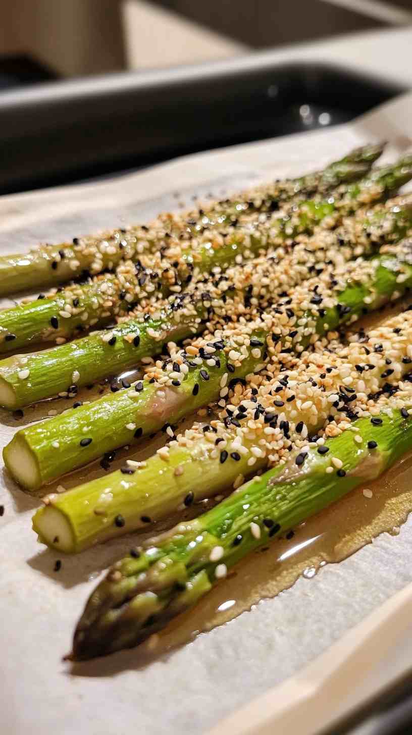Crispy Air Fried Asparagus with a Sesame Sprinkle