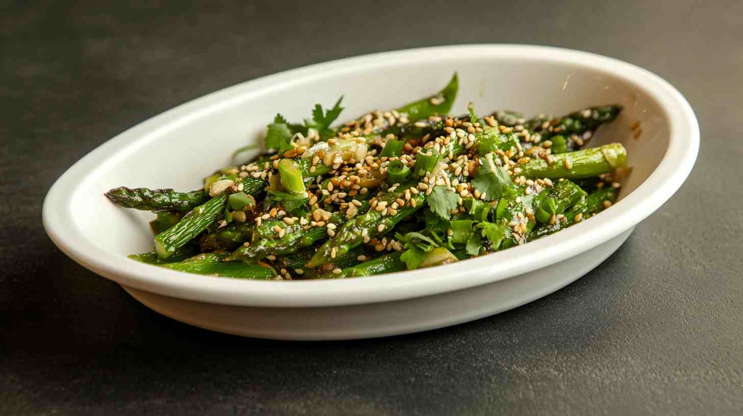 Crispy Air Fried Asparagus with a Sesame Sprinkle