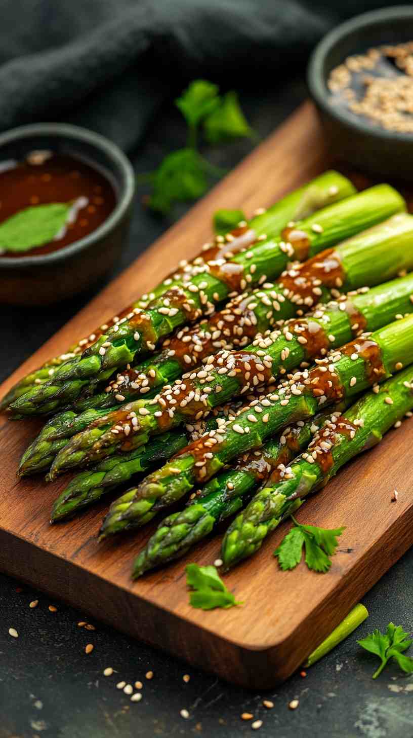 Crispy Air Fried Asparagus with a Sesame Sprinkle
