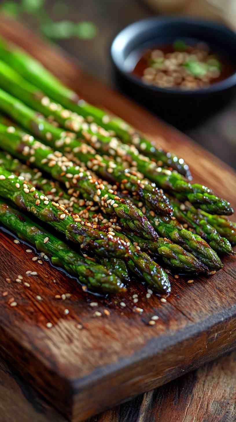 Crispy Air Fried Asparagus with a Sesame Sprinkle