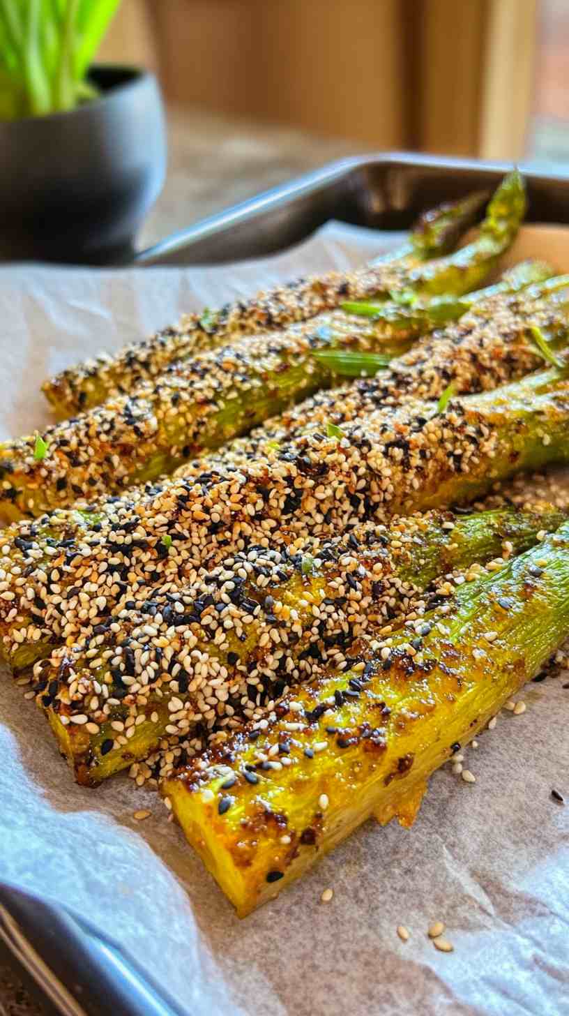Crispy Air Fried Asparagus with a Sesame Sprinkle