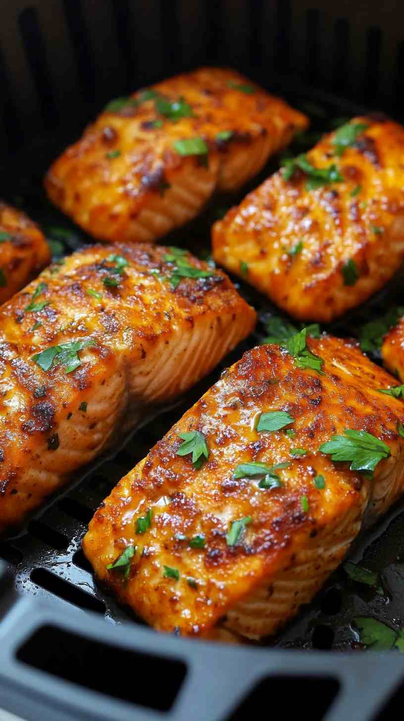 Crispy Air Fryer Garlic Butter Salmon