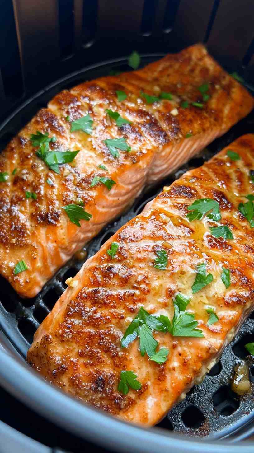 Crispy Air Fryer Garlic Butter Salmon