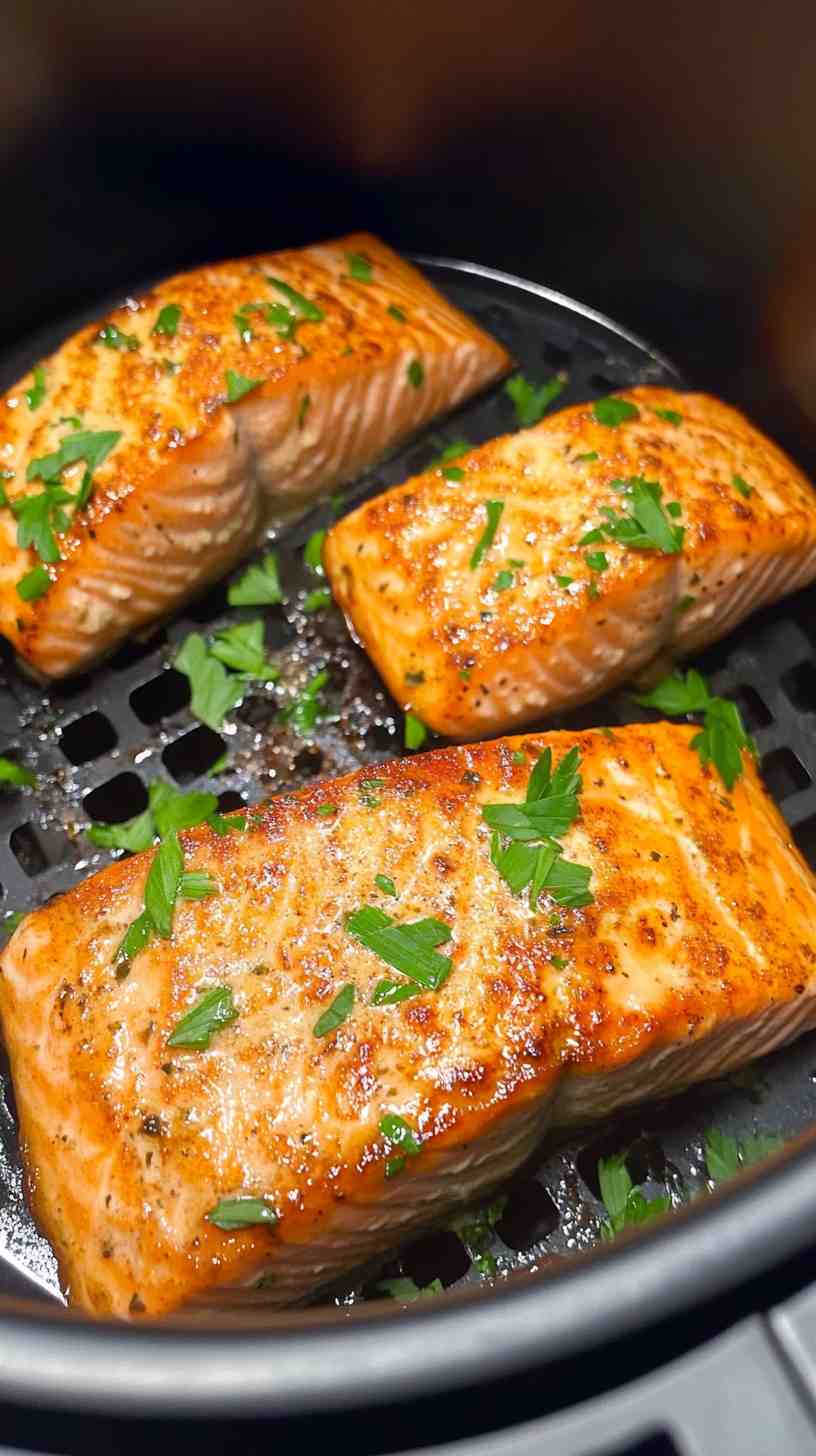 Crispy Air Fryer Garlic Butter Salmon