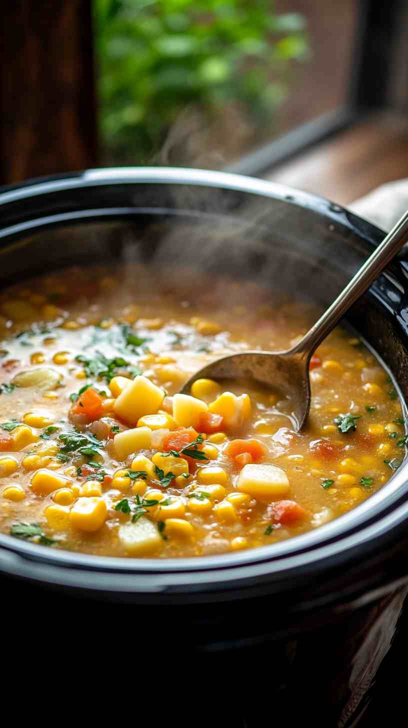 Delicious Slow Cooker Corn Chowder Soup