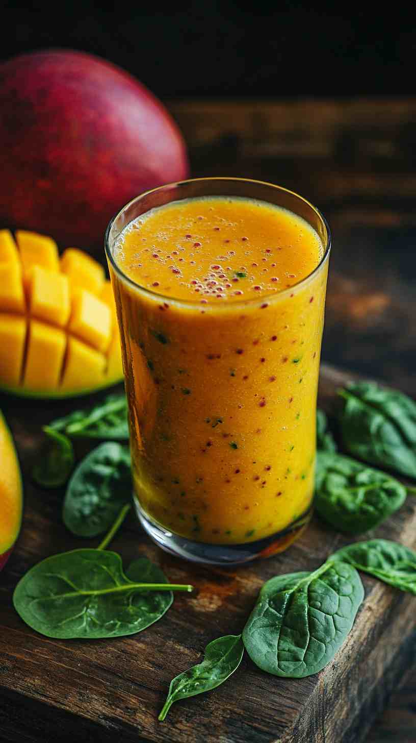 Fresh Mango and Spinach Smoothie