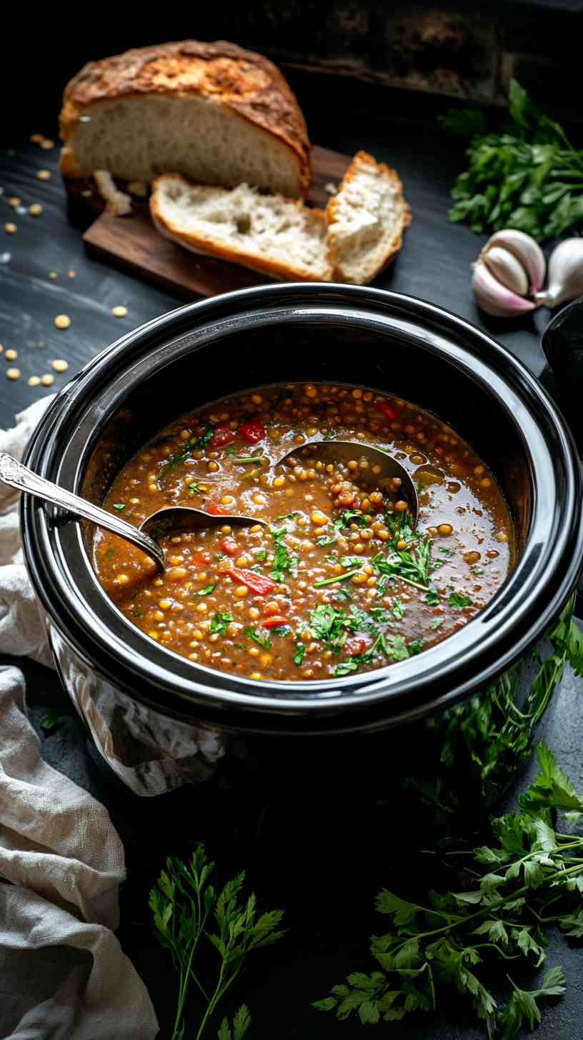 Savory Crock Pot Lentil Soup