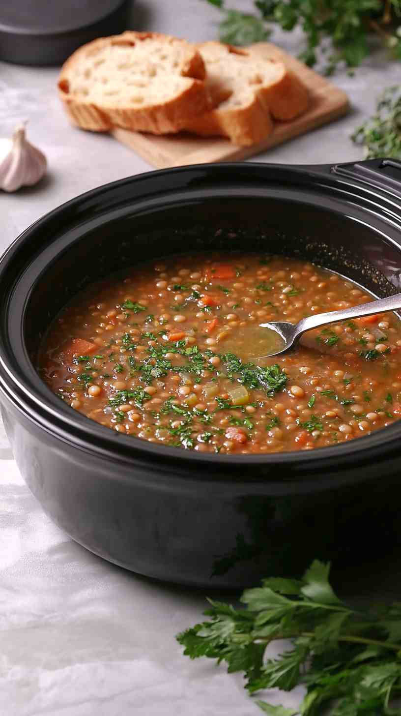 Savory Crock Pot Lentil Soup