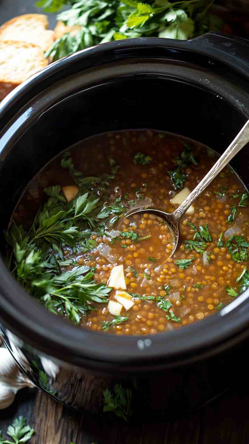 Savory Crock Pot Lentil Soup