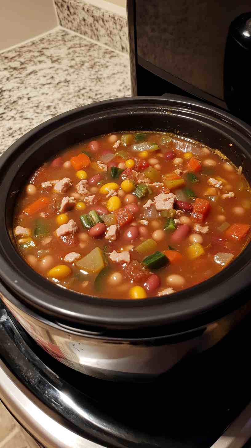 Simple Ham and Bean Soup in the Crock Pot