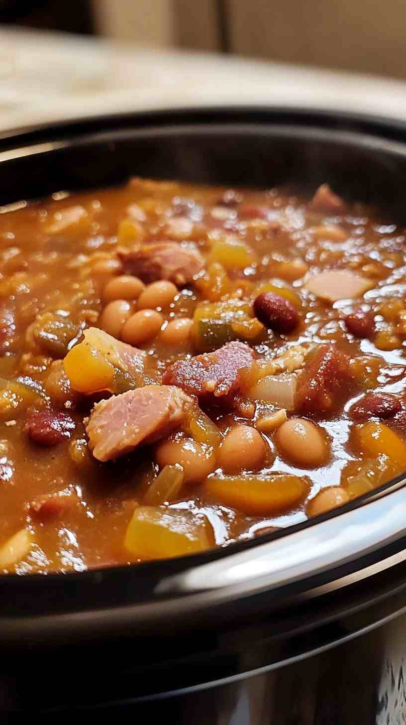Simple Ham and Bean Soup in the Crock Pot