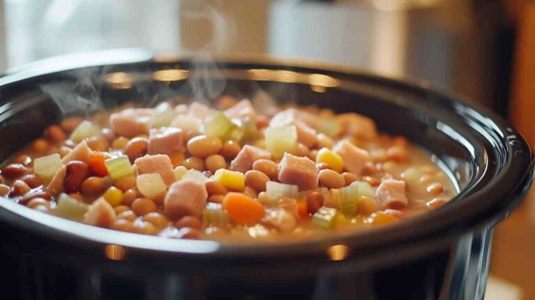 Simple Ham and Bean Soup in the Crock Pot