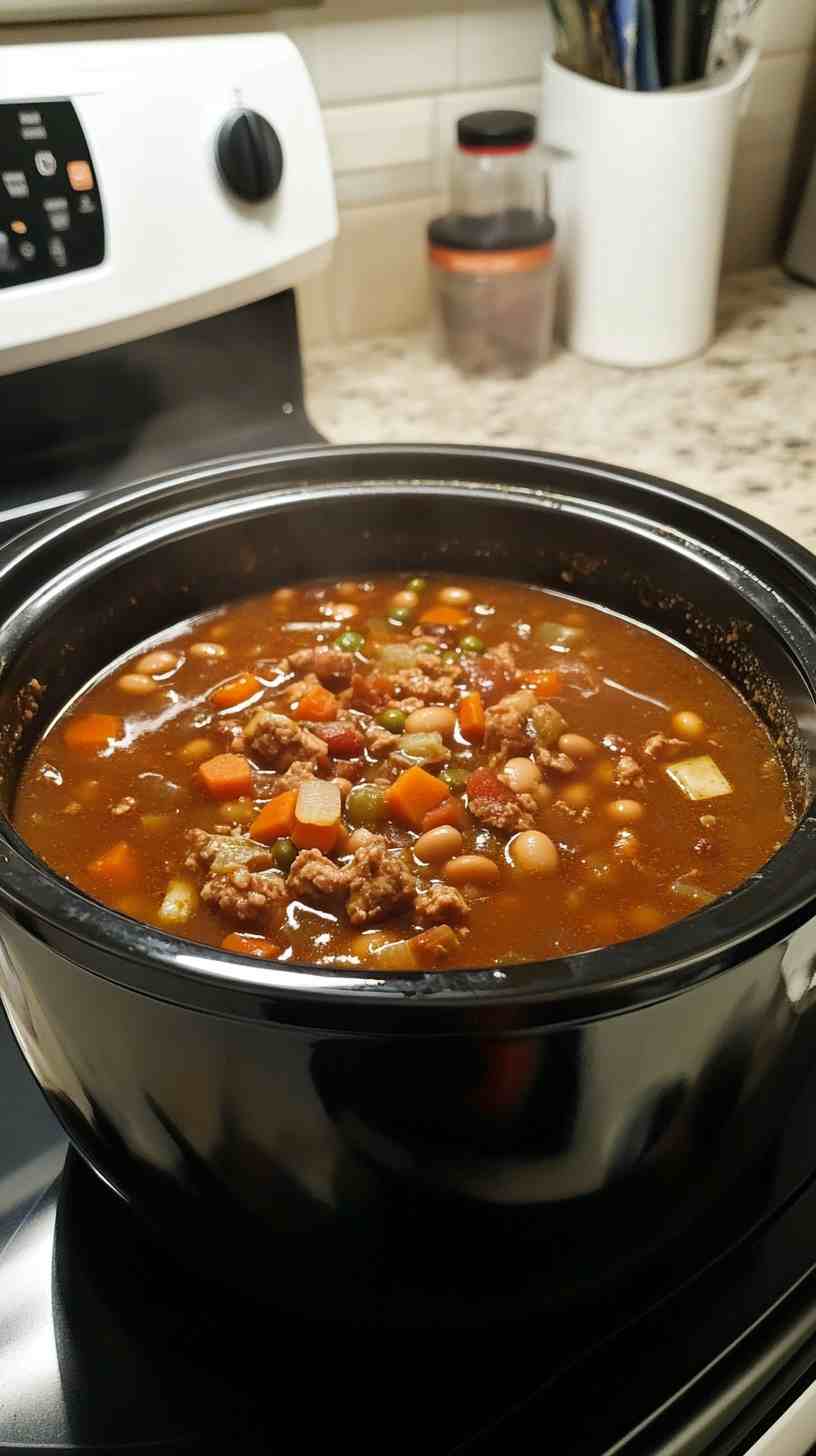 Simple Ham and Bean Soup in the Crock Pot