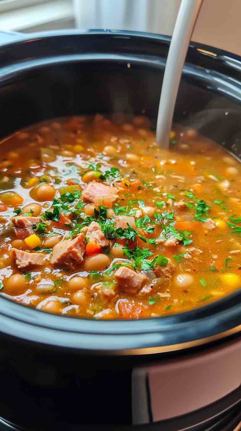 Simple Ham and Bean Soup in the Crock Pot