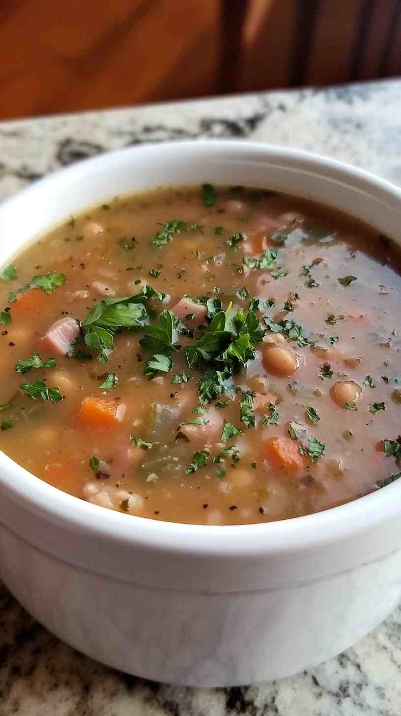 Simple Ham and Bean Soup in the Crock Pot
