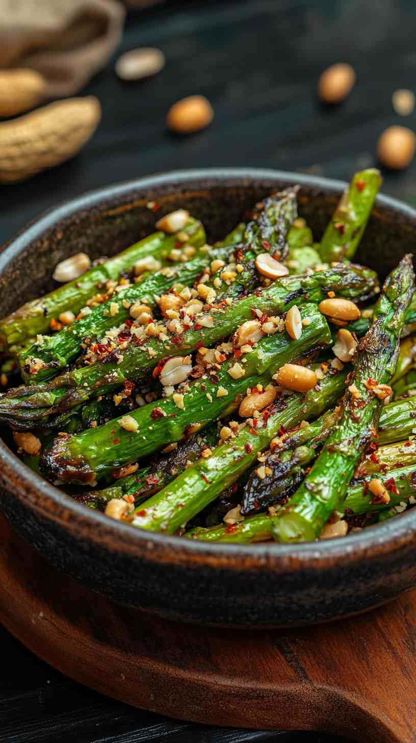 Spicy Air Fried Asparagus with Chili Flakes