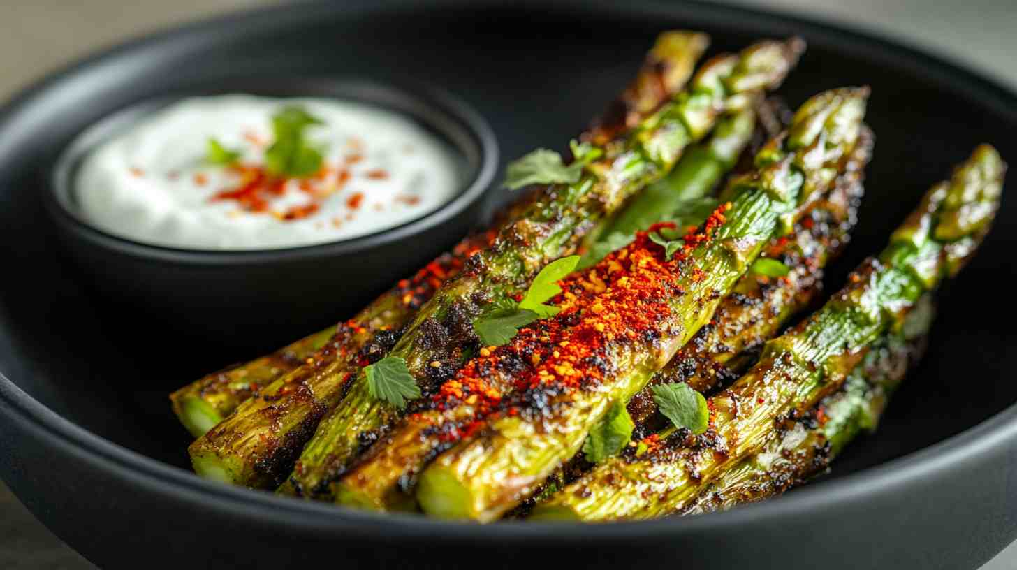 Spicy Air Fried Asparagus with Chili Flakes