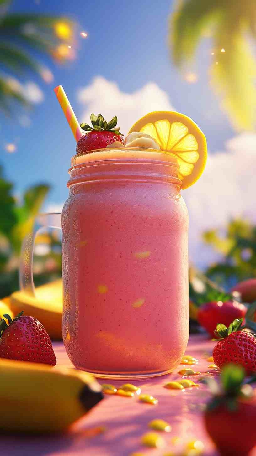 Sunshine Strawberry Banana Shake Smoothie