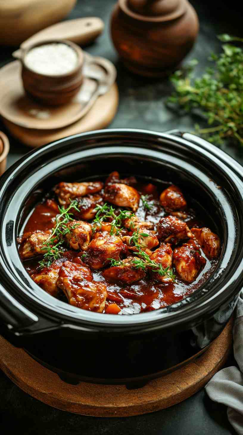 Sweet & Spicy BBQ Chicken in the Slow Cooker