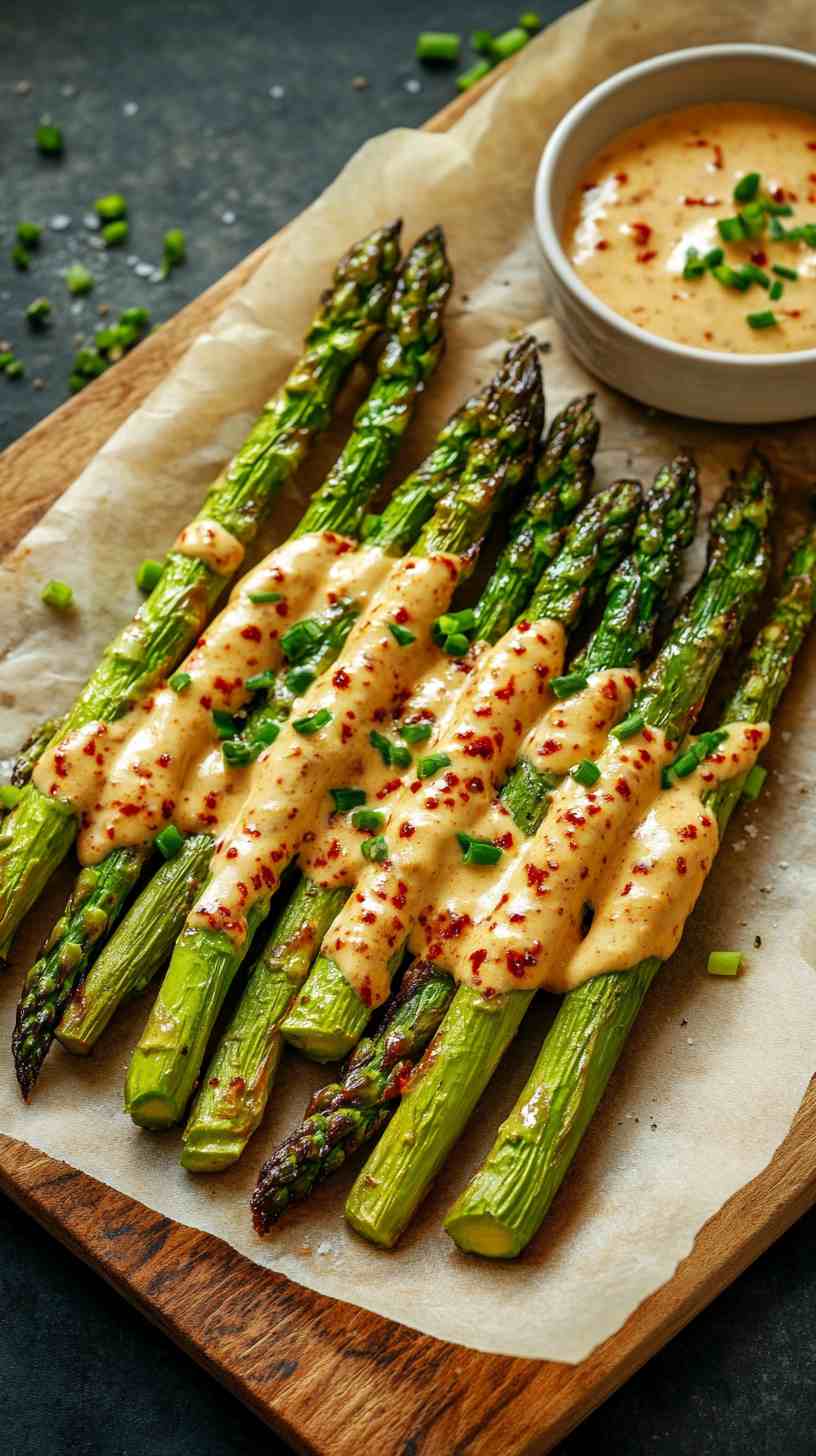 Air Fryer Asparagus with a Sweet Chili Sauce