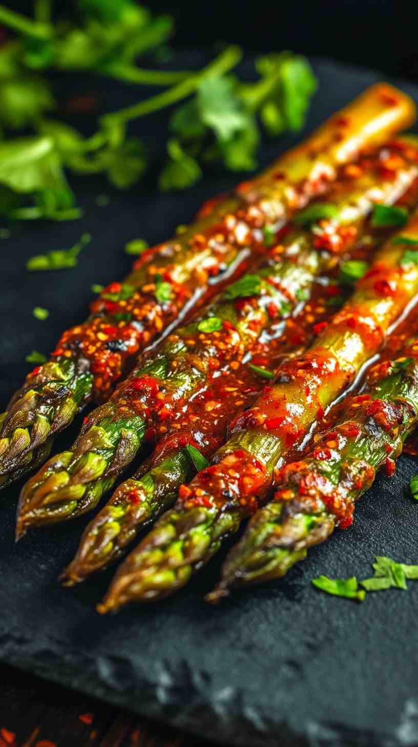 Air Fryer Asparagus with a Sweet Chili Sauce