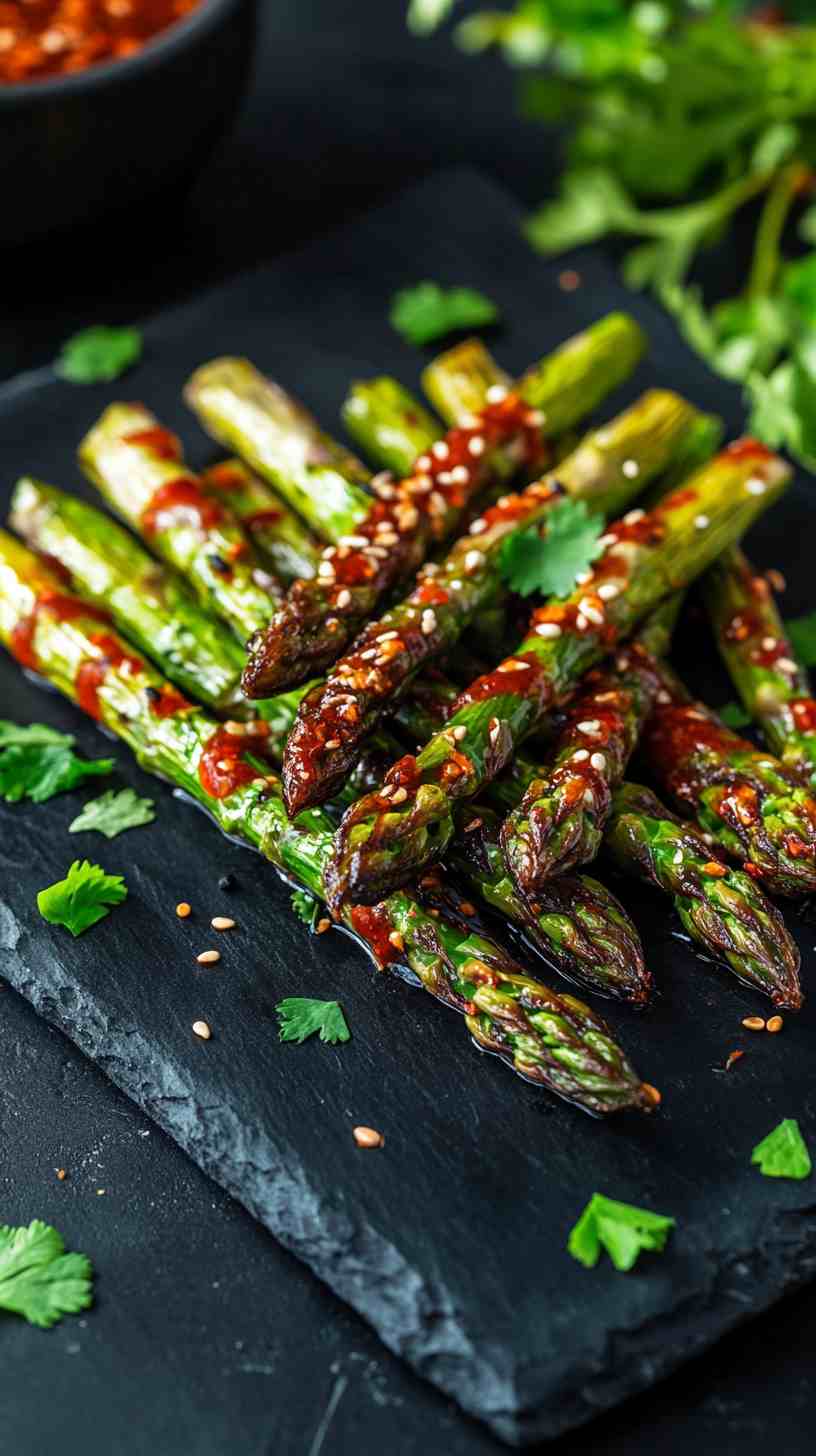 Air Fryer Asparagus with a Sweet Chili Sauce