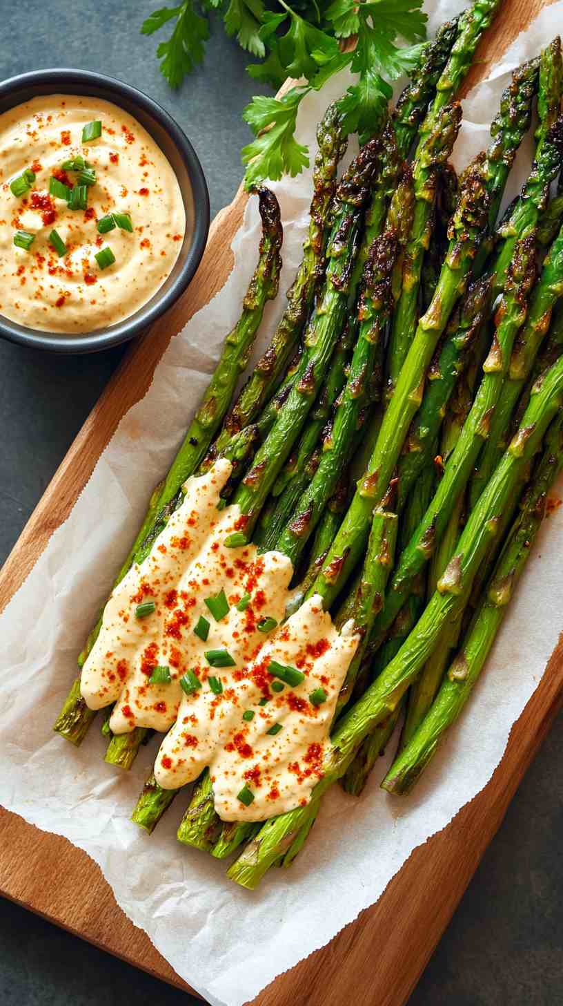 Air Fryer Asparagus with a Sweet Chili Sauce