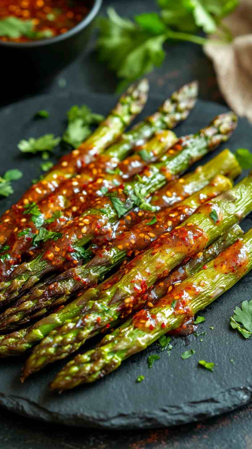 Air Fryer Asparagus with a Sweet Chili Sauce