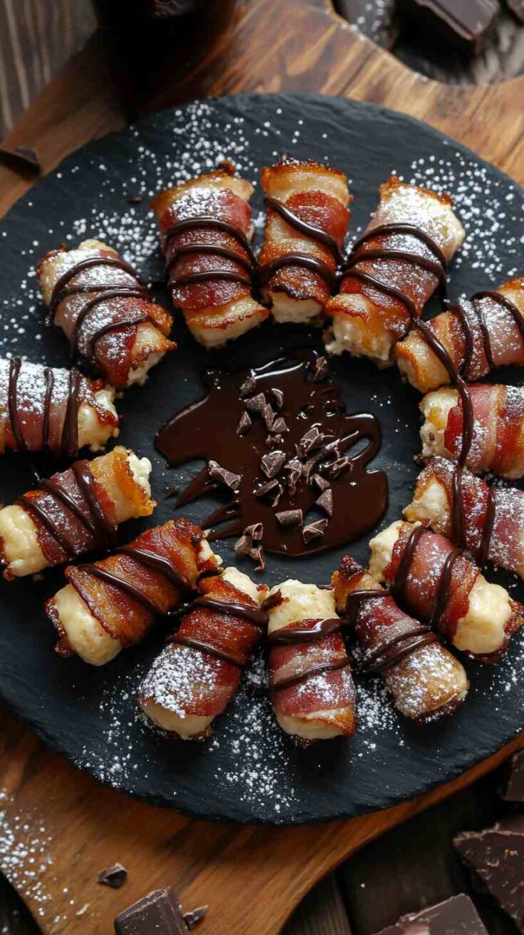 Bacon-Wrapped Cheesecake Bites