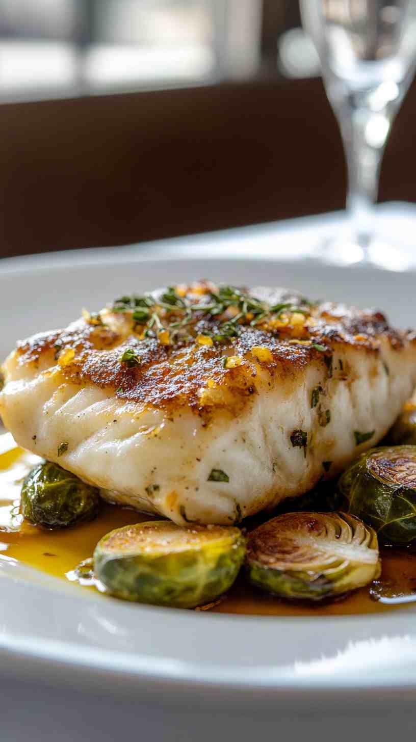 Baked Lemon Herb Cod with Roasted Brussels Sprouts