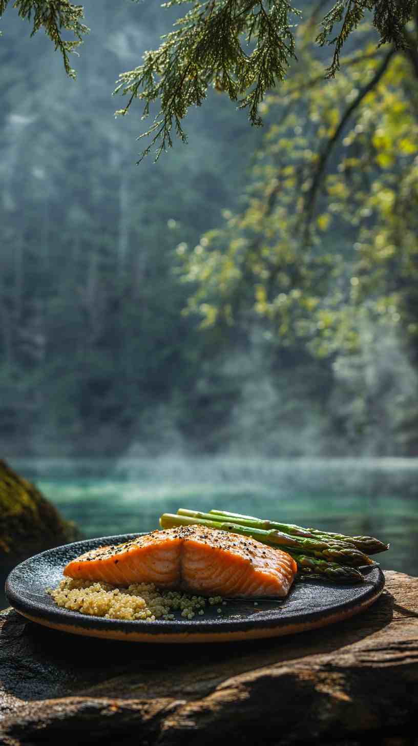 Baked Salmon with Asparagus and Quinoa