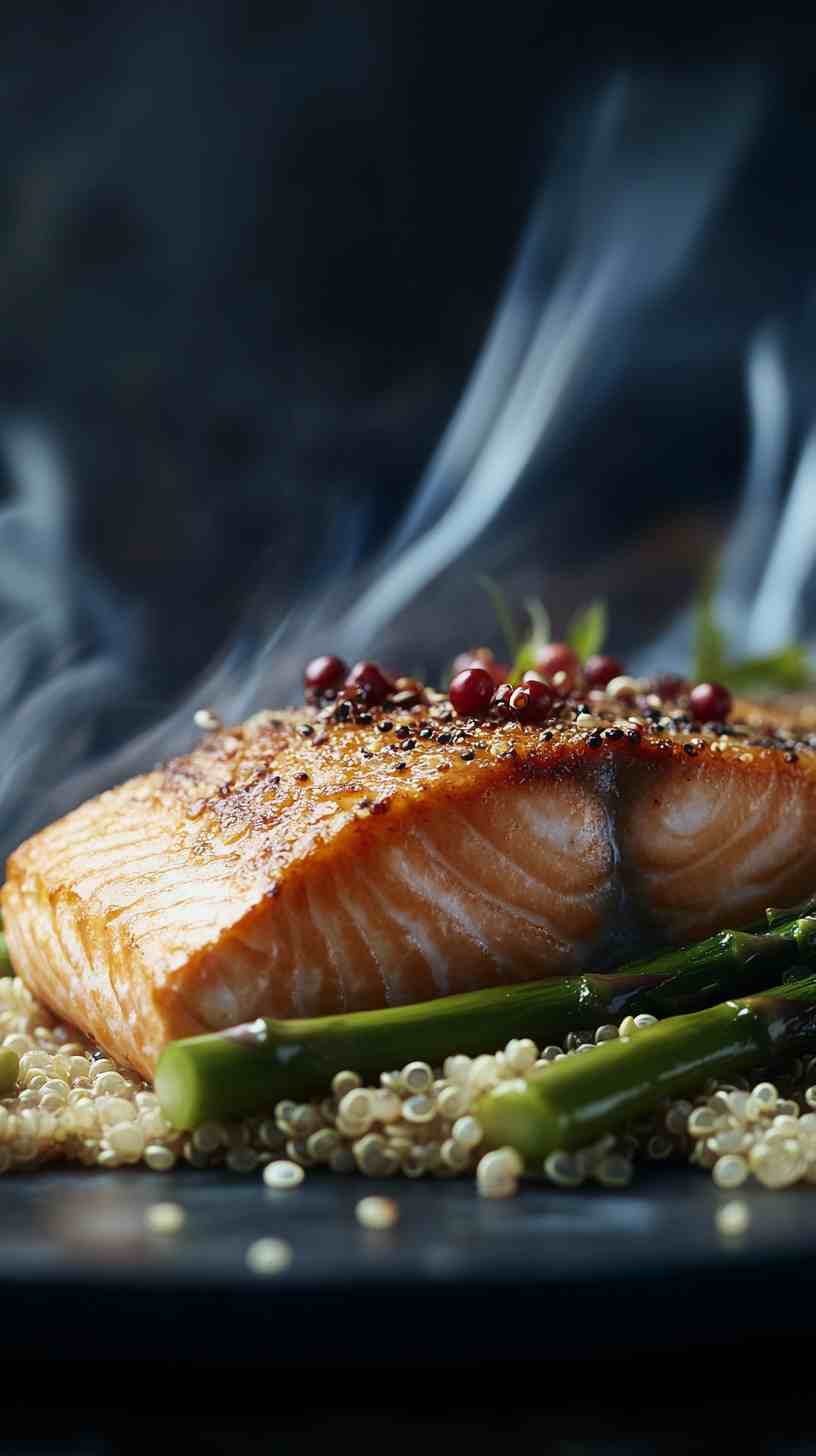 Baked Salmon with Asparagus and Quinoa