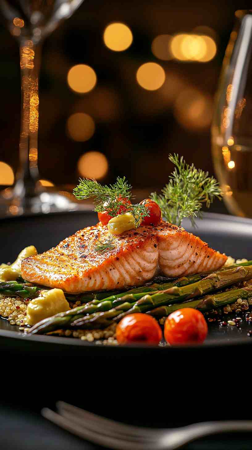 Baked Salmon with Asparagus and Quinoa