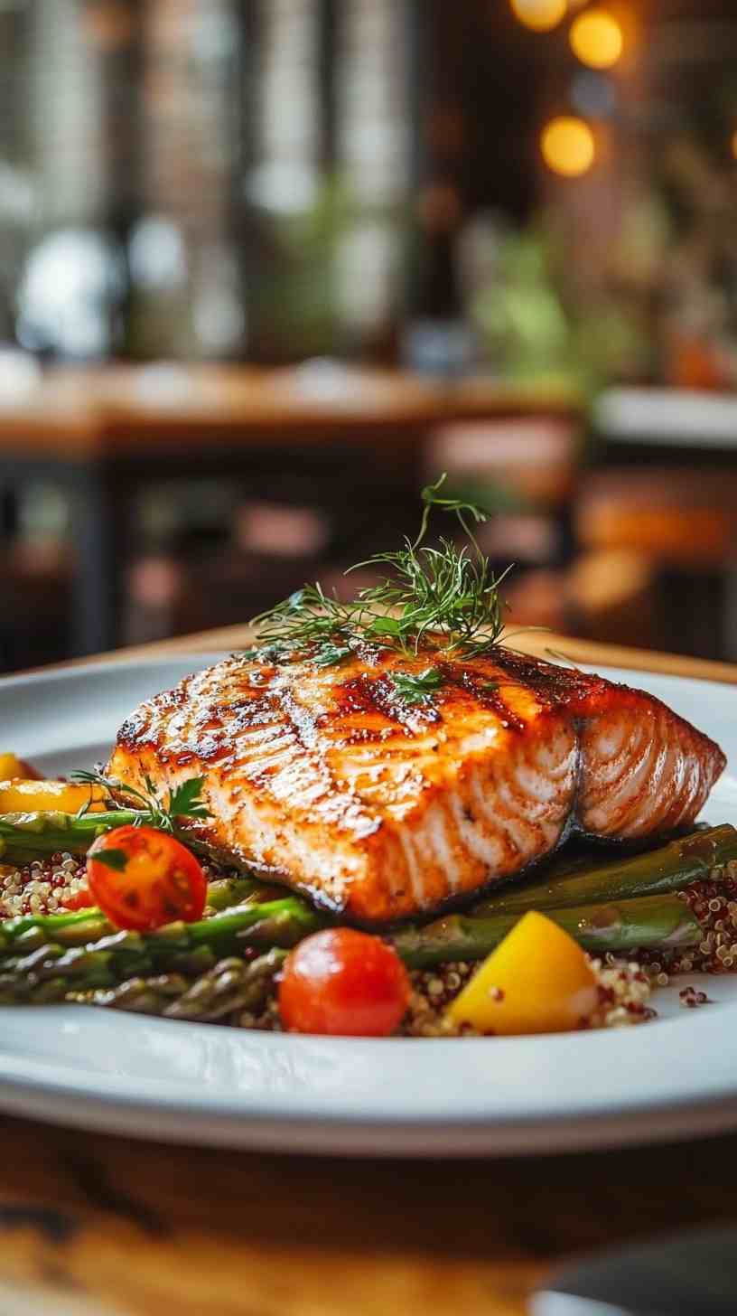 Baked Salmon with Asparagus and Quinoa