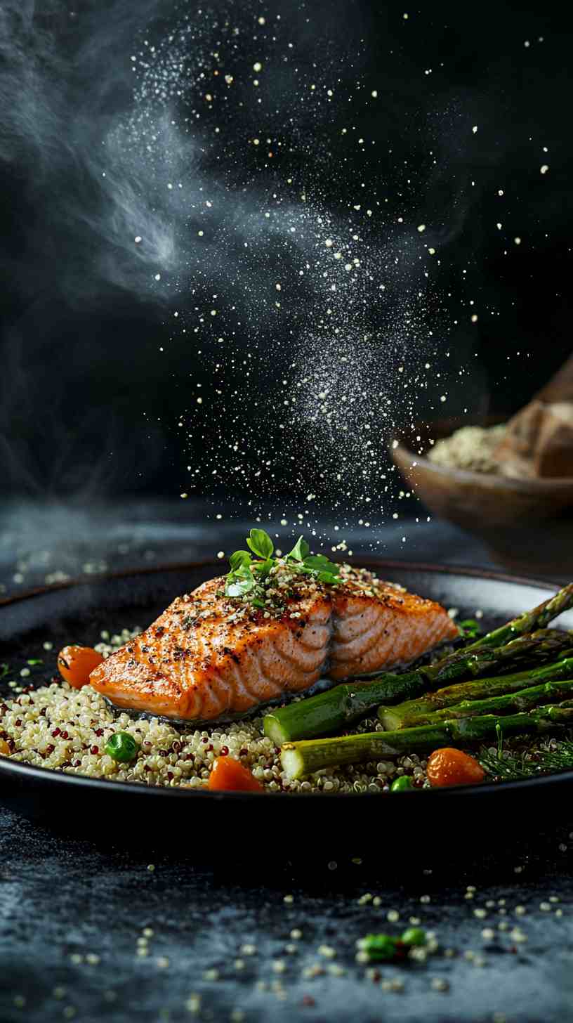 Baked Salmon with Asparagus and Quinoa
