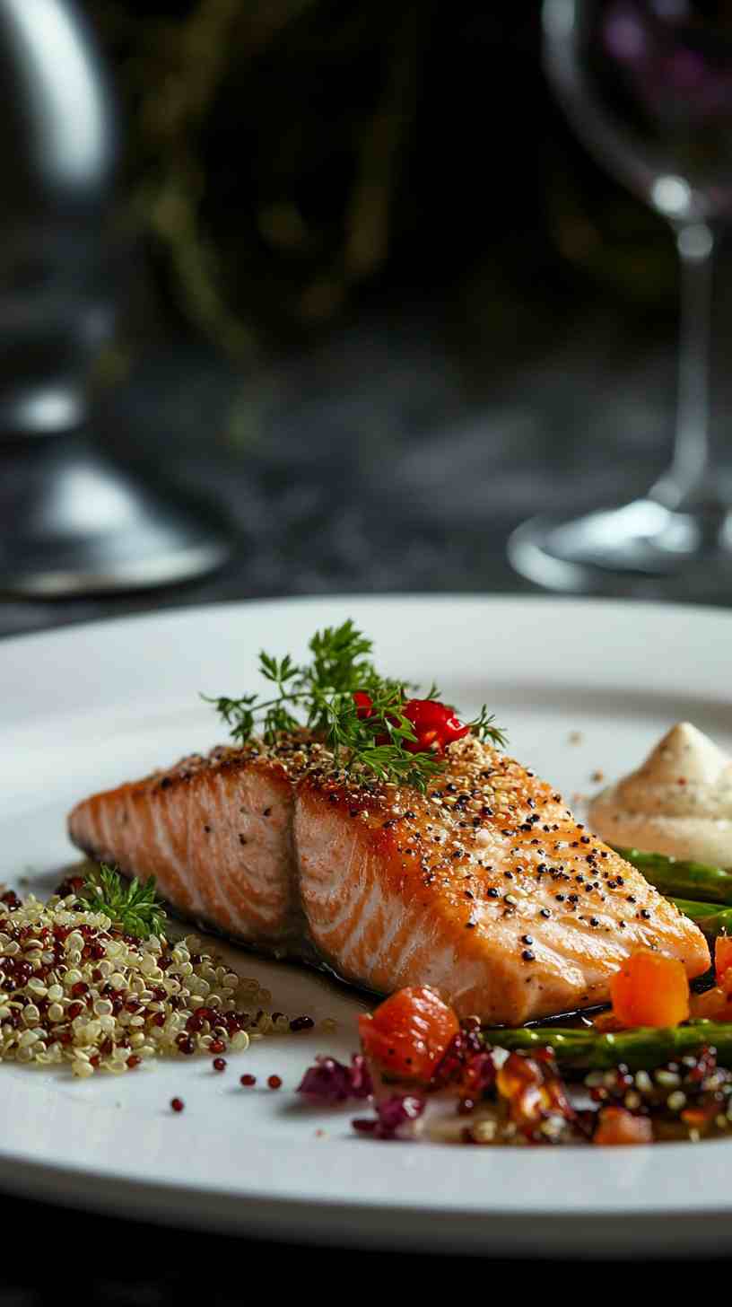 Baked Salmon with Asparagus and Quinoa