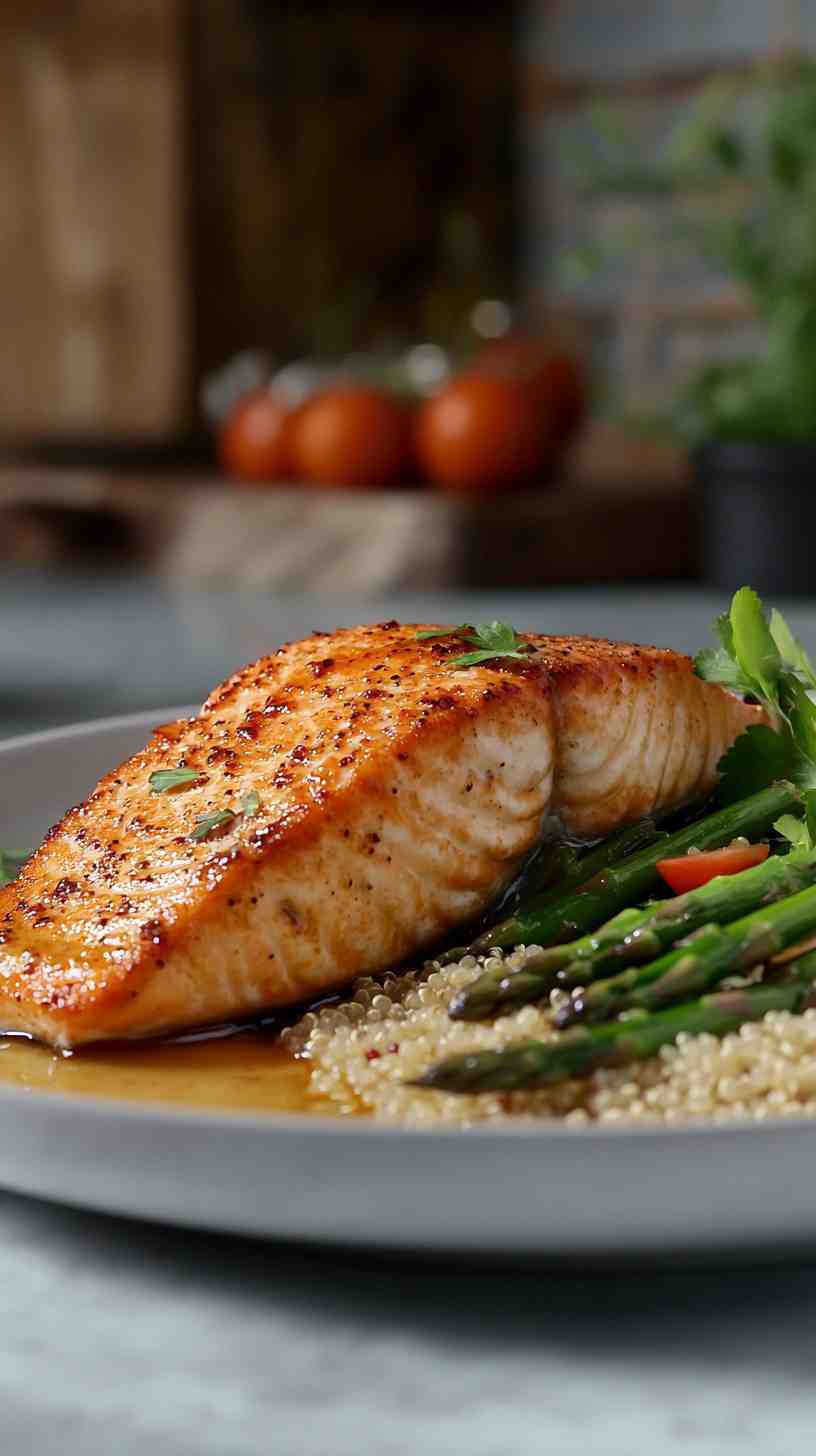 Baked Salmon with Asparagus and Quinoa