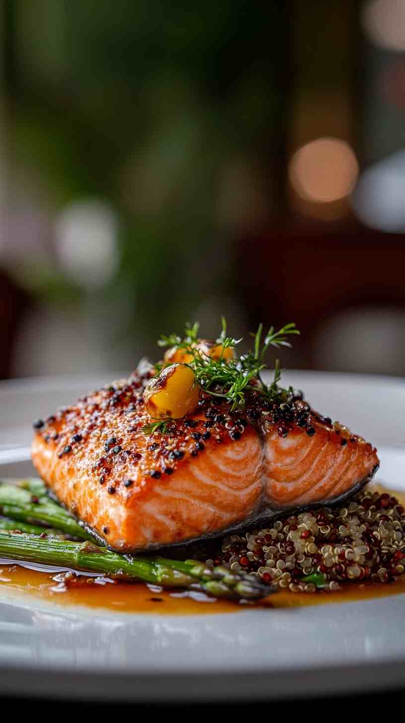 Baked Salmon with Asparagus and Quinoa