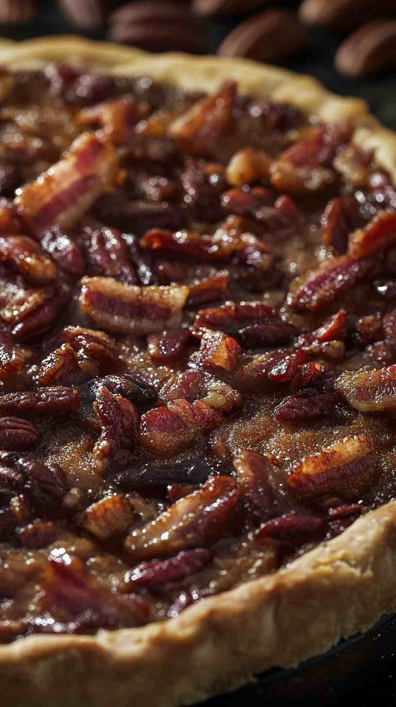 Candied Bacon Bourbon Pecan Pie
