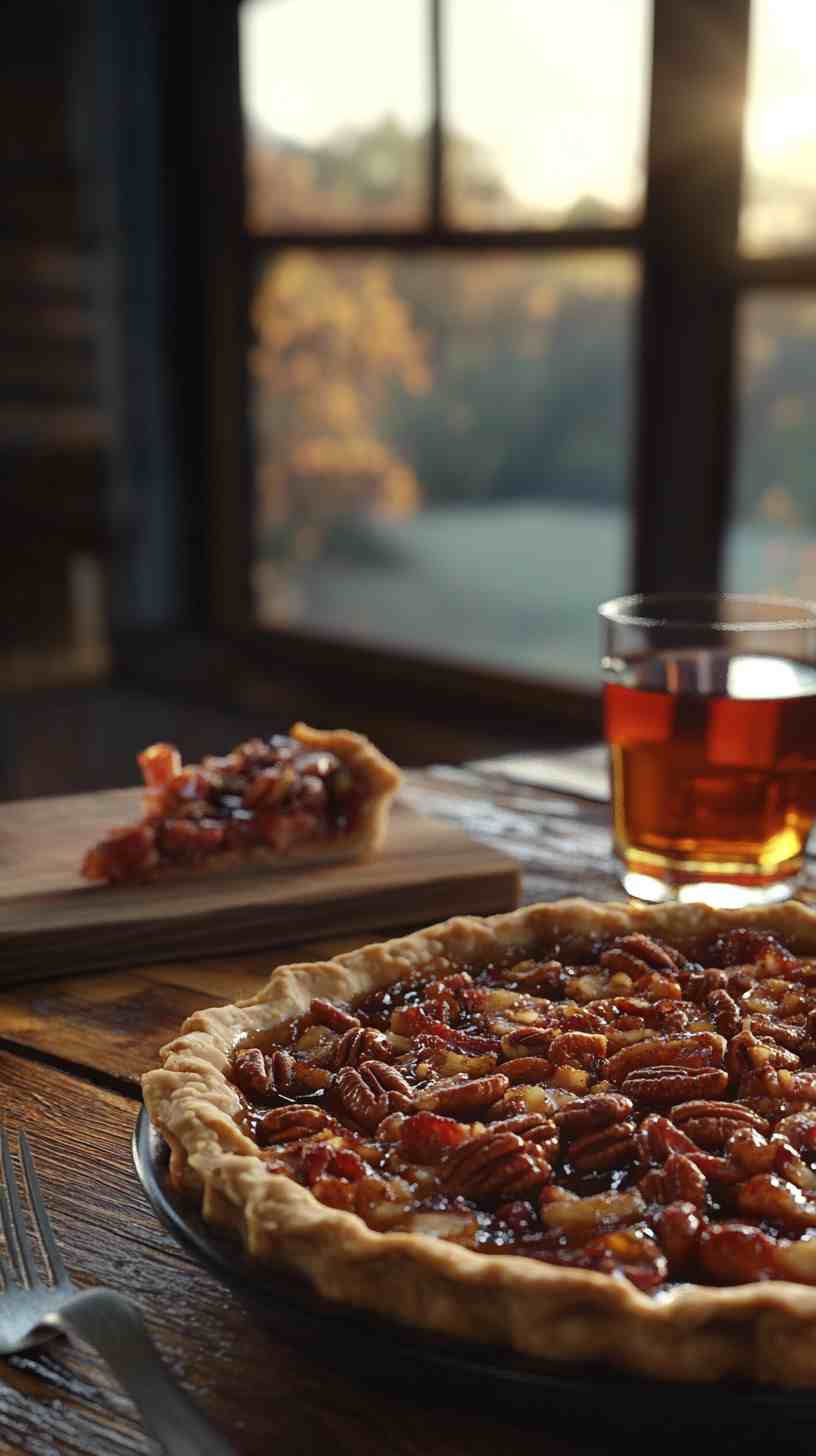 Candied Bacon Bourbon Pecan Pie