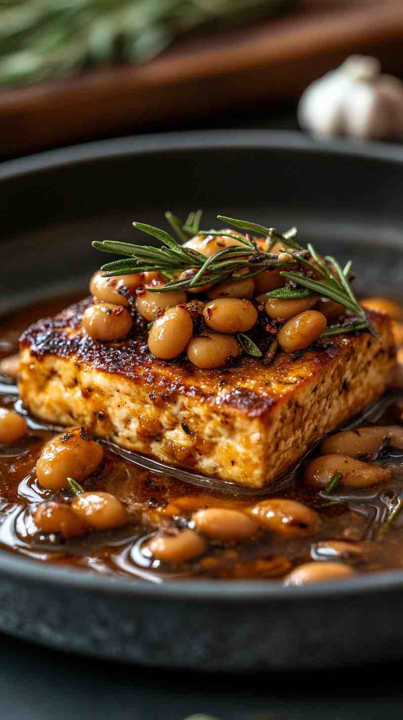 Cannellini Bean Gravy with Seared Tofu