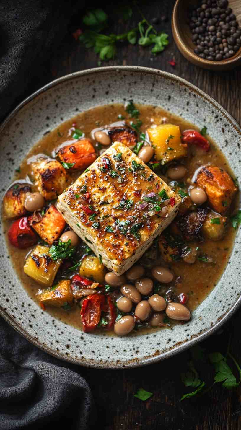 Cannellini Bean Gravy with Seared Tofu